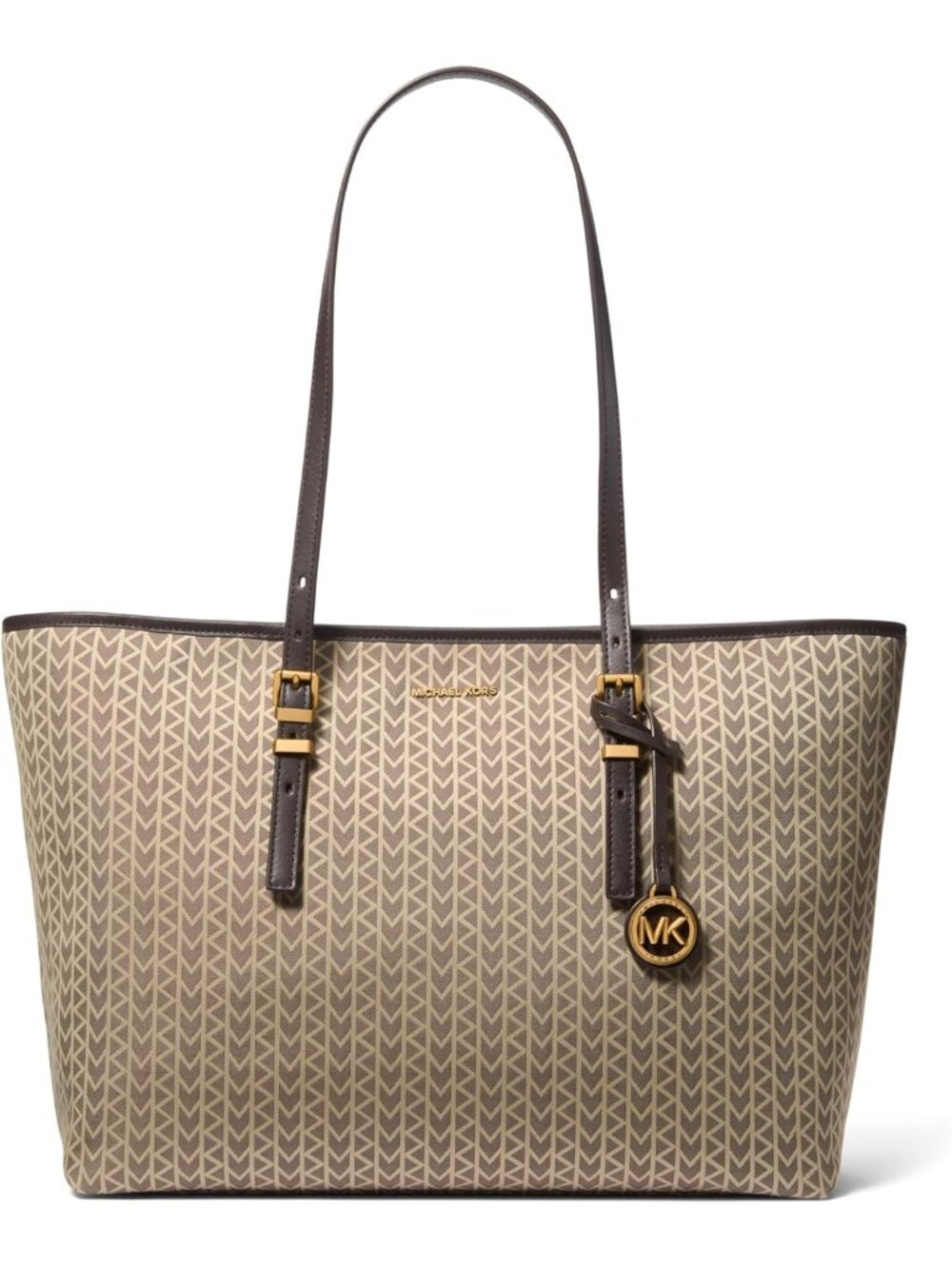 Women’s Antique Gold-tone Hardware/Natural Imported Large Quinn Top-Zip Tote Han
